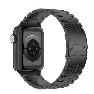 For Apple Watch Series 9 41mm Double Lock Buckle Turtle Titanium Steel Watch Band(Black)