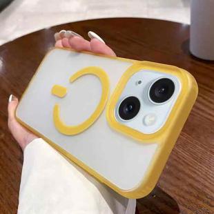 For iPhone 15 Plus Dual-Side Frosted MagSafe Clear Phone Case(Yellow)