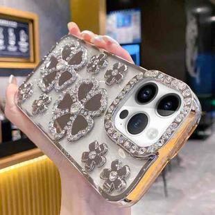 For iPhone 15 Pro Electroplating Flower Diamond TPU Phone Case(Silver)