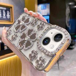 For iPhone 14 Plus Electroplating Flower Diamond TPU Phone Case(Silver)