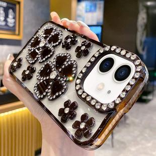 For iPhone 11 Electroplating Flower Diamond TPU Phone Case(Black)