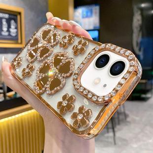 For iPhone 11 Electroplating Flower Diamond TPU Phone Case(Gold)
