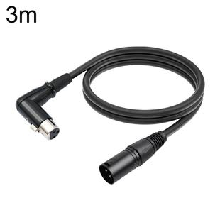 XK041L XLR 3pin Straight Male to Elbow Female Audio Cable, Length:3m(Black)
