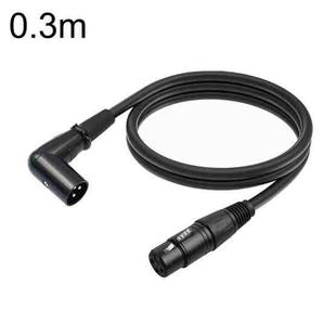 XK042L XLR 3pin Straight Female to Elbow Male Audio Cable, Length:0.3m(Black)