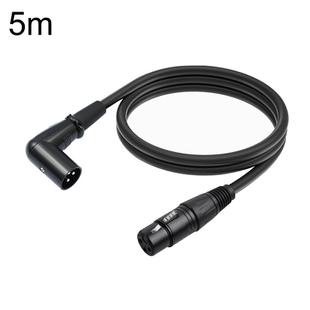 XK042L XLR 3pin Straight Female to Elbow Male Audio Cable, Length:5m(Black)