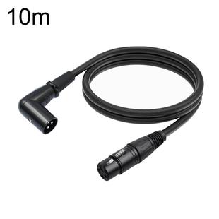 XK042L XLR 3pin Straight Female to Elbow Male Audio Cable, Length:10m(Black)