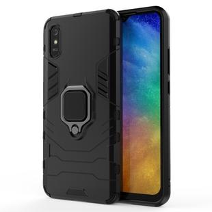 For Xiaomi Redmi 9A PC + TPU Anti-fall Protective Case with Magnetic Ring Holder(Black)
