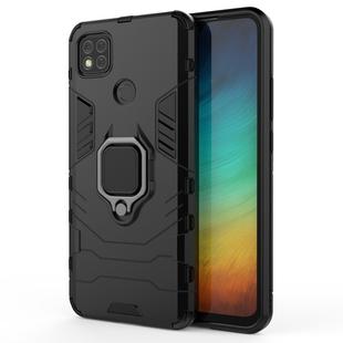 For Xiaomi Redmi 9C PC + TPU Anti-fall Protective Case with Magnetic Ring Holder(Black)