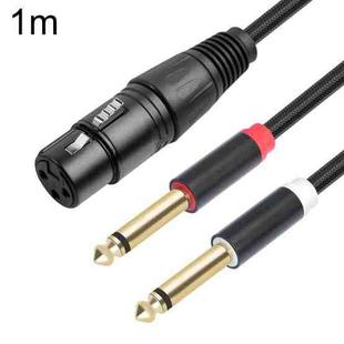 2020Y63 XLR Female to Dual 6.35mm 1/4 TRS Male Y-type Audio Cable, Length:1m(Black)