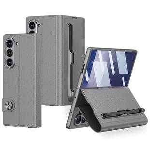 For Samsung Galaxy Z Fold7 5G GKK Integrated Flip Leather Case with Pen Slotm, Stylus Not Included(Grey)
