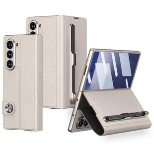 For Samsung Galaxy Z Fold7 5G GKK Integrated Flip Leather Case with Pen Slotm, Stylus Not Included(Titanium Grey)