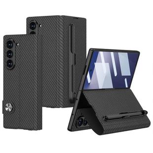 For Samsung Galaxy Z Fold7 5G GKK Integrated Flip Leather Case with Pen Slotm, Stylus Not Included(Carbon Fiber Texture)