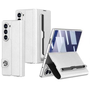 For Samsung Galaxy Z Fold7 5G GKK Integrated Flip Leather Case with Pen Slotm, Stylus Not Included(Silver)