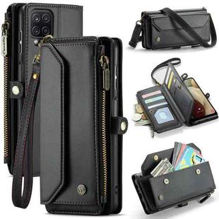 For Samsung Galaxy A12 5G CaseMe C36 Card Slots Zipper Wallet RFID Anti-theft Leather Phone Case(Black)