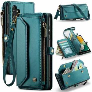 For Samsung Galaxy A13 5G / 4G CaseMe C36 Card Slots Zipper Wallet RFID Anti-theft Leather Phone Case(Blue-green)