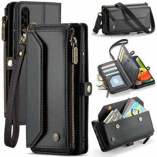 For Samsung Galaxy A30s / A50s / A50 CaseMe C36 Card Slots Zipper Wallet RFID Anti-theft Leather Phone Case(Black)