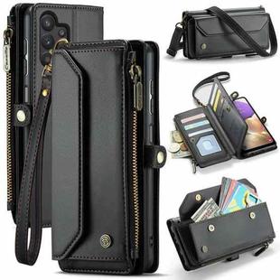 For Samsung Galaxy A32 5G CaseMe C36 Card Slots Zipper Wallet RFID Anti-theft Leather Phone Case(Black)