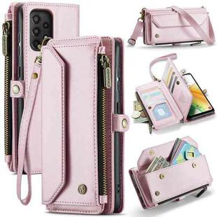 For Samsung Galaxy A33 5G CaseMe C36 Card Slots Zipper Wallet RFID Anti-theft Leather Phone Case(Pink)