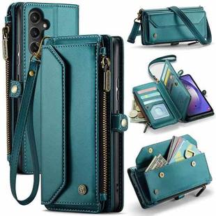 For Samsung Galaxy A54 5G CaseMe C36 Card Slots Zipper Wallet RFID Anti-theft Leather Phone Case(Blue-green)