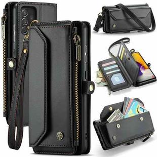 For Samsung Galaxy A72 CaseMe C36 Card Slots Zipper Wallet RFID Anti-theft Leather Phone Case(Black)