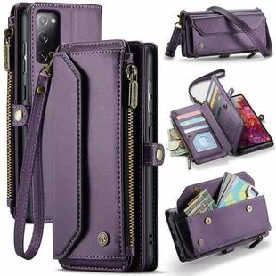 For Samsung Galaxy S20 FE CaseMe C36 Card Slots Zipper Wallet RFID Anti-theft Leather Phone Case(Purple)