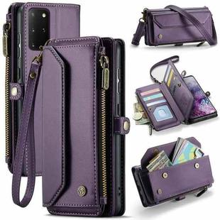 For Samsung Galaxy S20+ CaseMe C36 Card Slots Zipper Wallet RFID Anti-theft Leather Phone Case(Purple)