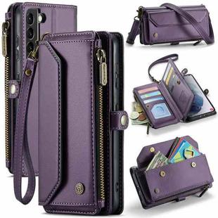 For Samsung Galaxy S21+ 5G CaseMe C36 Card Slots Zipper Wallet RFID Anti-theft Leather Phone Case(Purple)
