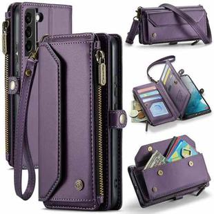For Samsung Galaxy S22+ 5G CaseMe C36 Card Slots Zipper Wallet RFID Anti-theft Leather Phone Case(Purple)
