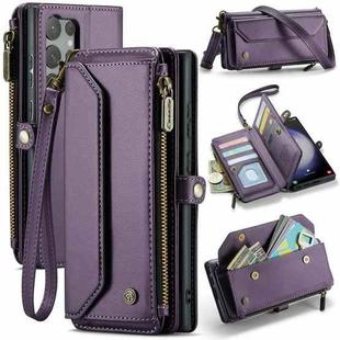 For Samsung Galaxy S23 Ultra 5G CaseMe C36 Card Slots Zipper Wallet RFID Anti-theft Leather Phone Case(Purple)