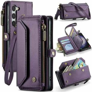 For Samsung Galaxy S23 5G CaseMe C36 Card Slots Zipper Wallet RFID Anti-theft Leather Phone Case(Purple)