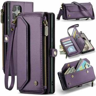 For Samsung Galaxy S24 Ultra 5G CaseMe C36 Card Slots Zipper Wallet RFID Anti-theft Leather Phone Case(Purple)