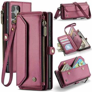 For Samsung Galaxy S24 Ultra 5G CaseMe C36 Card Slots Zipper Wallet RFID Anti-theft Leather Phone Case(Wine Red)