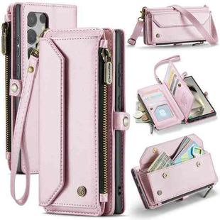 For Samsung Galaxy S24 Ultra 5G CaseMe C36 Card Slots Zipper Wallet RFID Anti-theft Leather Phone Case(Pink)