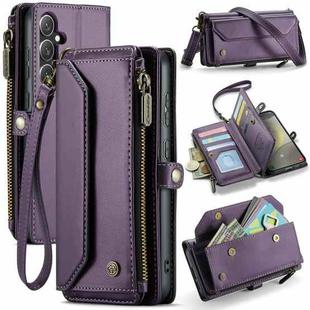 For Samsung Galaxy S24 5G CaseMe C36 Card Slots Zipper Wallet RFID Anti-theft Leather Phone Case(Purple)