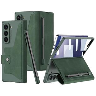 For Samsung Galaxy Z Fold7 5G GKK Integrated Armor Flip Leather Case with Pen Slot, Stylus Not Included(Green)