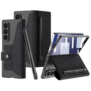 For Samsung Galaxy Z Fold7 5G GKK Integrated Armor Flip Leather Case with Pen Slot, Stylus Not Included(Litchi Texture)