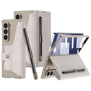 For Samsung Galaxy Z Fold7 5G GKK Integrated Armor Flip Leather Case with Pen Slot, Stylus Not Included(Titanium Grey)