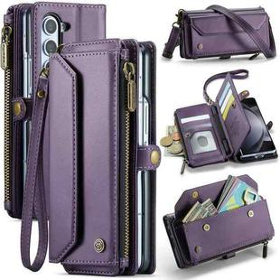 For Samsung Galaxy Z Fold5 CaseMe C36 Card Slots Zipper Wallet RFID Anti-theft Leather Phone Case(Purple)