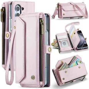 For Samsung Galaxy Z Fold5 CaseMe C36 Card Slots Zipper Wallet RFID Anti-theft Leather Phone Case(Pink)