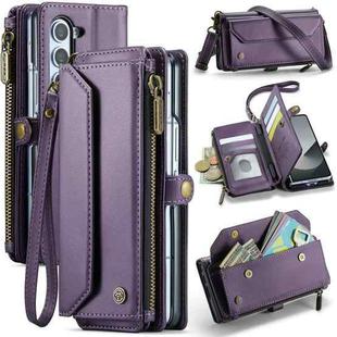 For Samsung Galaxy Z Fold6 5G CaseMe C36 Card Slots Zipper Wallet RFID Anti-theft Leather Phone Case(Purple)