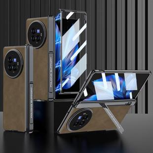For vivo X Fold3 Pro GKK Integrated Magnetic Fold Hinge Leather Shockproof Phone Case(Matte Brown)
