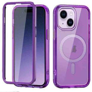 For iPhone 15 Plus Colorful MagSafe Magnetic PC Hybrid TPU Phone Case(Dark Purple)