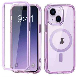 For iPhone 15 Colorful MagSafe Magnetic PC + TPU Phone Case(Light Purple)
