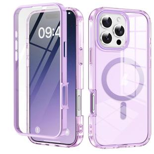 For iPhone 16 Pro Colorful MagSafe Magnetic PC Hybrid TPU Phone Case(Light Purple)