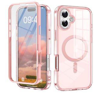 For iPhone 16 Plus Colorful MagSafe Magnetic PC Hybrid TPU Phone Case(Pink)