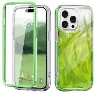 For iPhone 15 Pro IMD Gradient Feather PC + TPU Phone Case(Green)
