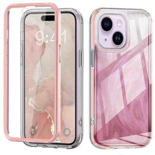 For iPhone 15 IMD Gradient Feather PC + TPU Phone Case(Light Pink)