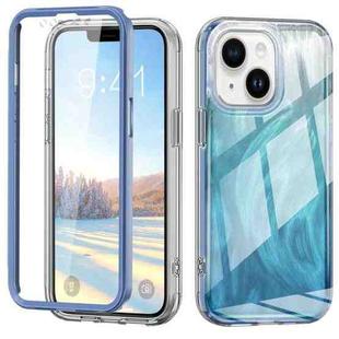 For iPhone 14 Plus IMD Gradient Feather PC + TPU Phone Case(Blue)