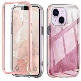 For iPhone 14 Plus IMD Gradient Feather PC + TPU Phone Case(Light Pink)
