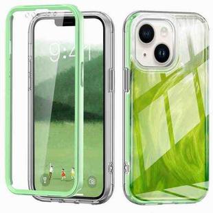 For iPhone 14 IMD Gradient Feather PC + TPU Phone Case(Green)